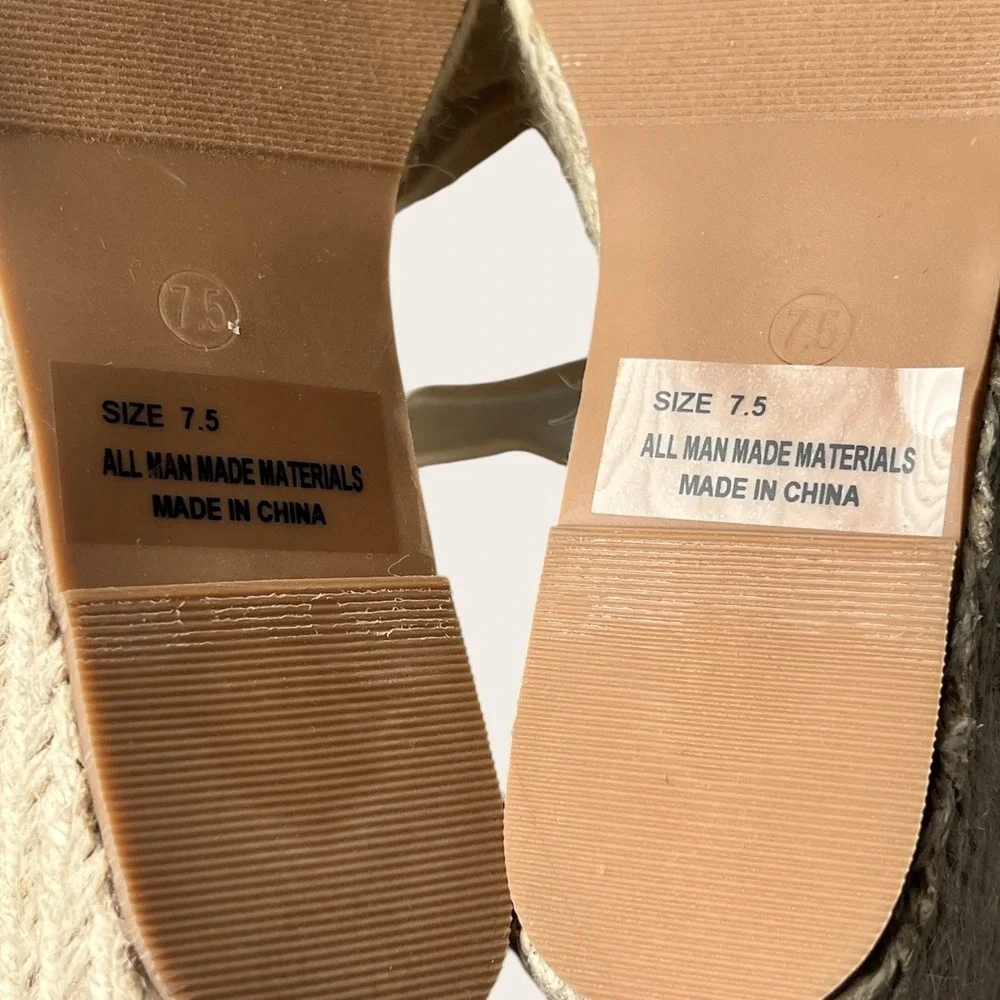 Lulus Elsinore Linen Lace-Up Espadrille Wedges Beige Closed‎ Toe 7.5 NWOT